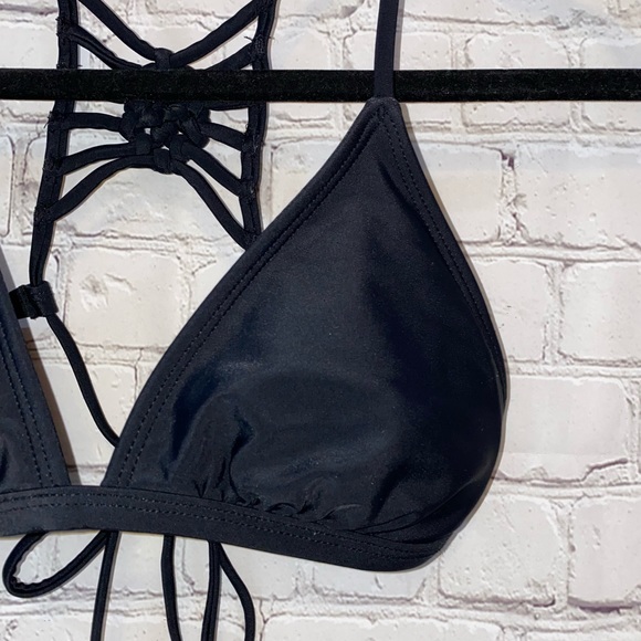 🇺🇸 Xhilaration Black Strappy Tie Back Bikini Top - Picture 3 of 7